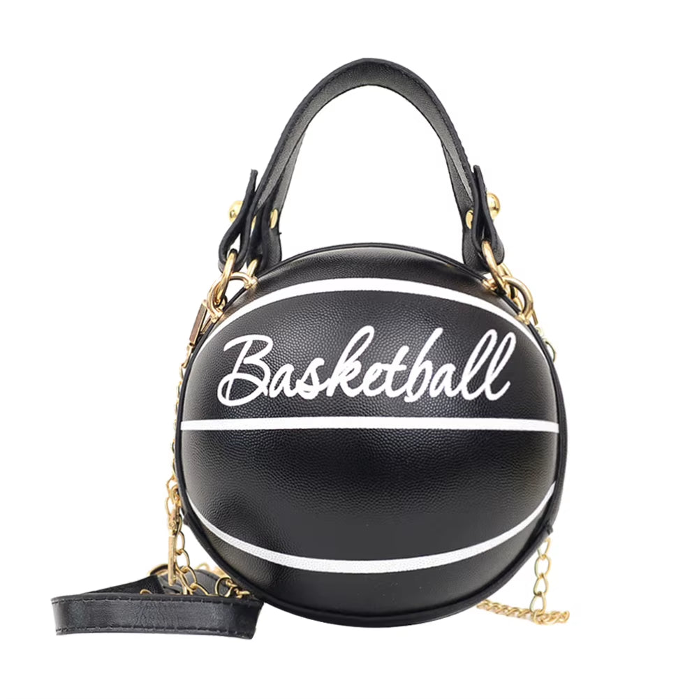 New Female Leather Pink Basketball Bag New Ball Purses for Teenagers Women Shoulder Bags Crossbody Chain Hand Bags