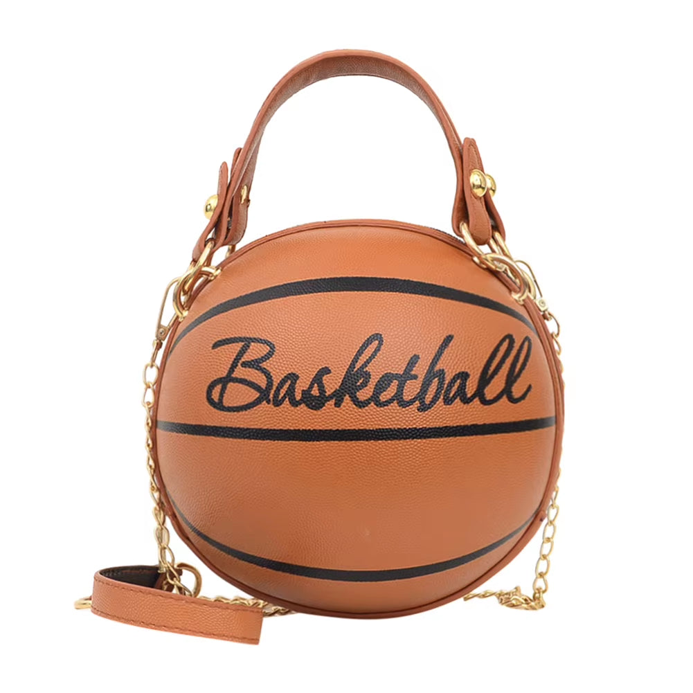 New Female Leather Pink Basketball Bag New Ball Purses for Teenagers Women Shoulder Bags Crossbody Chain Hand Bags