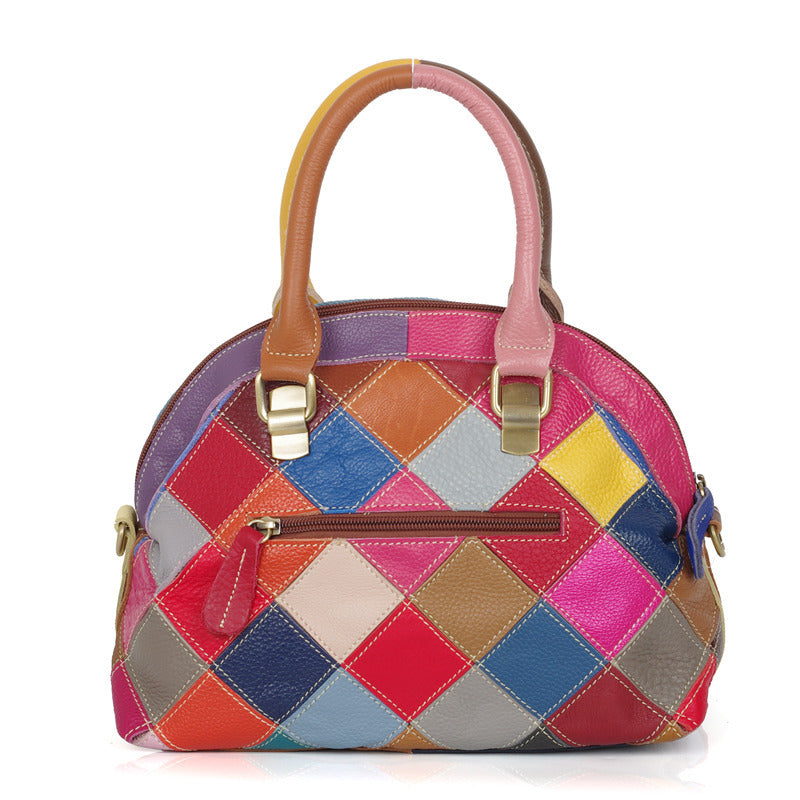 The Artisan Geometric Shell Bag, Top-Grain Color-Block Leather