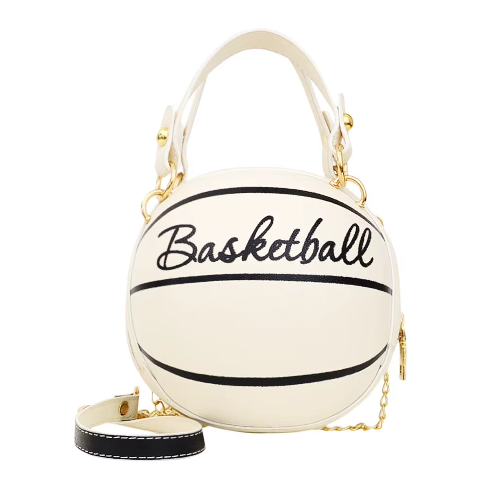 New Female Leather Pink Basketball Bag New Ball Purses for Teenagers Women Shoulder Bags Crossbody Chain Hand Bags