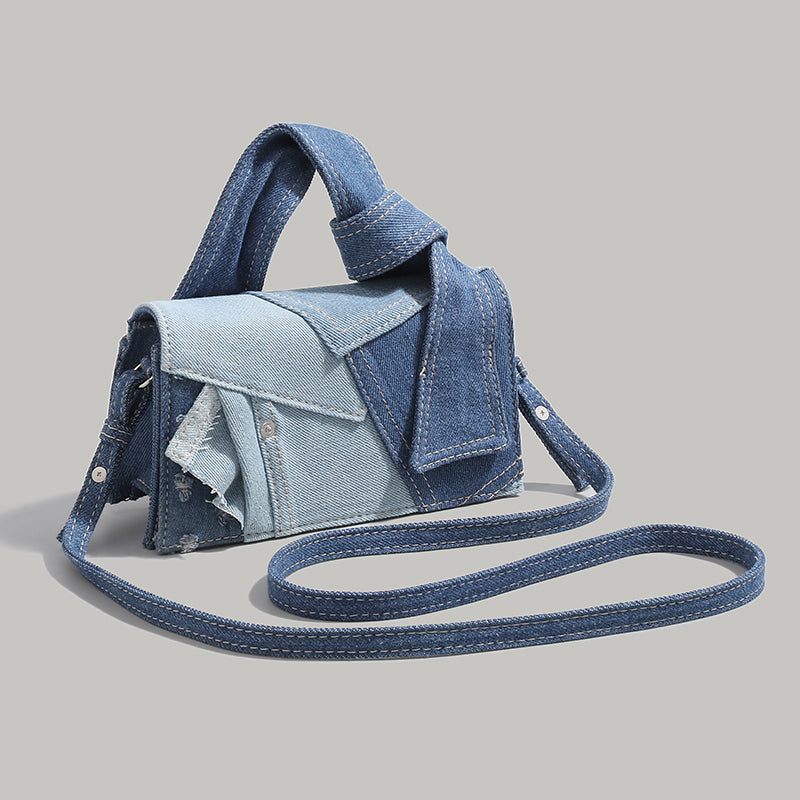  The Denim-Aesthetic Urban Patchwork Sling | Streetwear Rectangular Bag