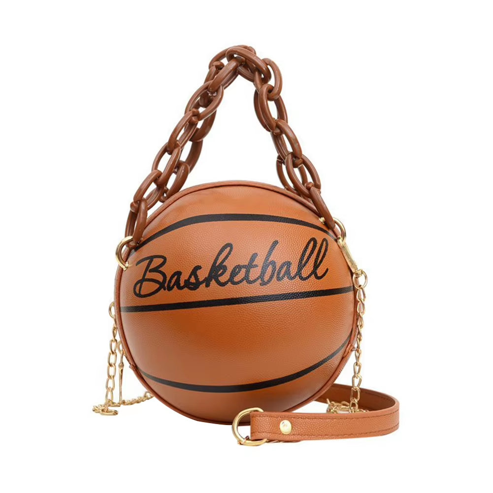 New Female Leather Pink Basketball Bag New Ball Purses for Teenagers Women Shoulder Bags Crossbody Chain Hand Bags