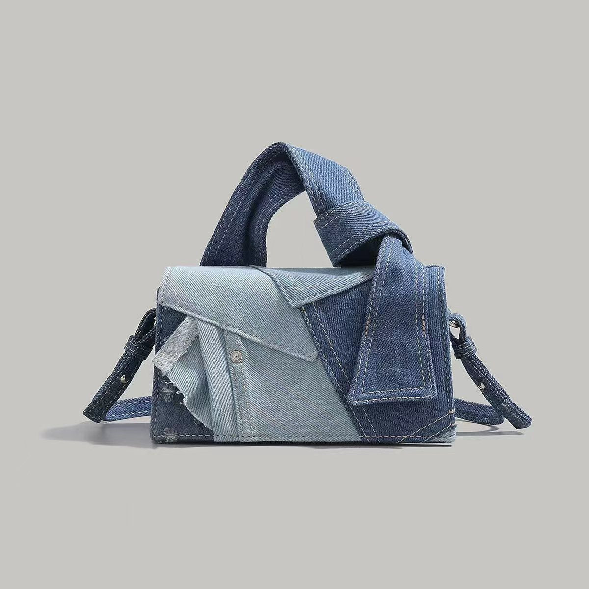  The Denim-Aesthetic Urban Patchwork Sling | Streetwear Rectangular Bag