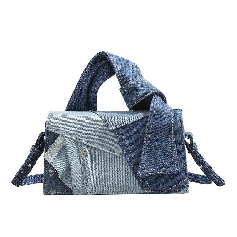  The Denim-Aesthetic Urban Patchwork Sling | Streetwear Rectangular Bag