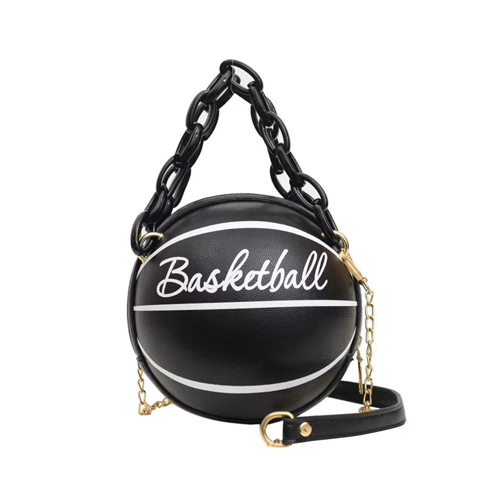 New Female Leather Pink Basketball Bag New Ball Purses for Teenagers Women Shoulder Bags Crossbody Chain Hand Bags