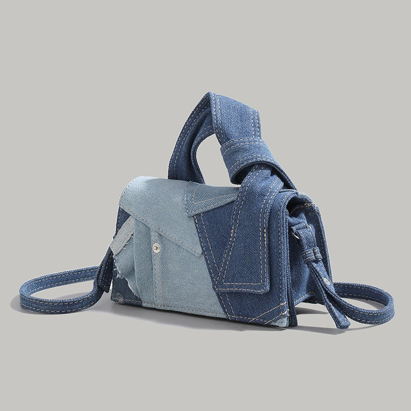  The Denim-Aesthetic Urban Patchwork Sling | Streetwear Rectangular Bag