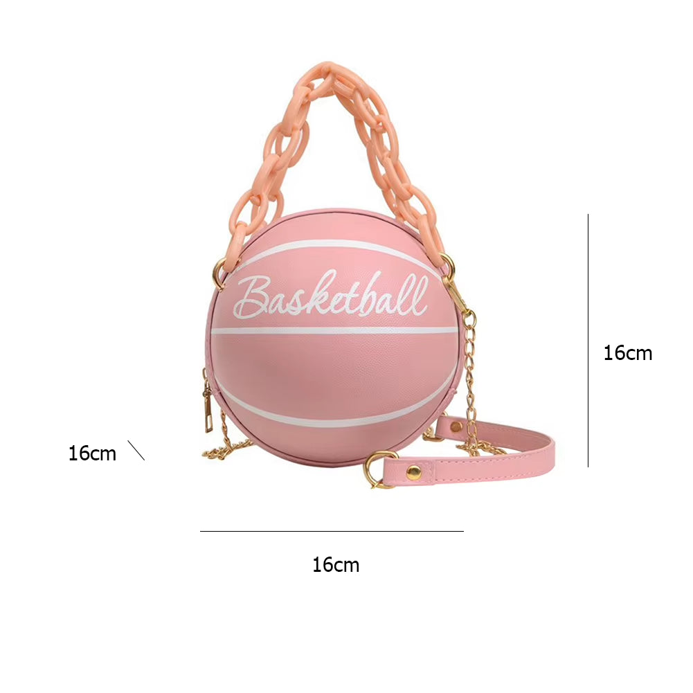 New Female Leather Pink Basketball Bag New Ball Purses for Teenagers Women Shoulder Bags Crossbody Chain Hand Bags
